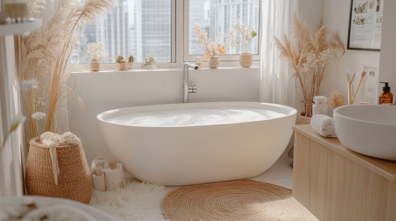 Finished Bathtub with Accessories